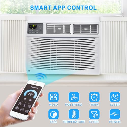 Image of 10000 BTU Smart Window Air Conditioner for Rooms up to 450 Sq. Ft., Quiet WiFi AC Unit, 3-in-1 Cooling, Dehumidifier & Fan, Easy Install