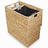 Naturlik Cesto Portabiancheria 120L XXL – 2 Scomparti in Giacinto d’Acqua Naturale Senza P...