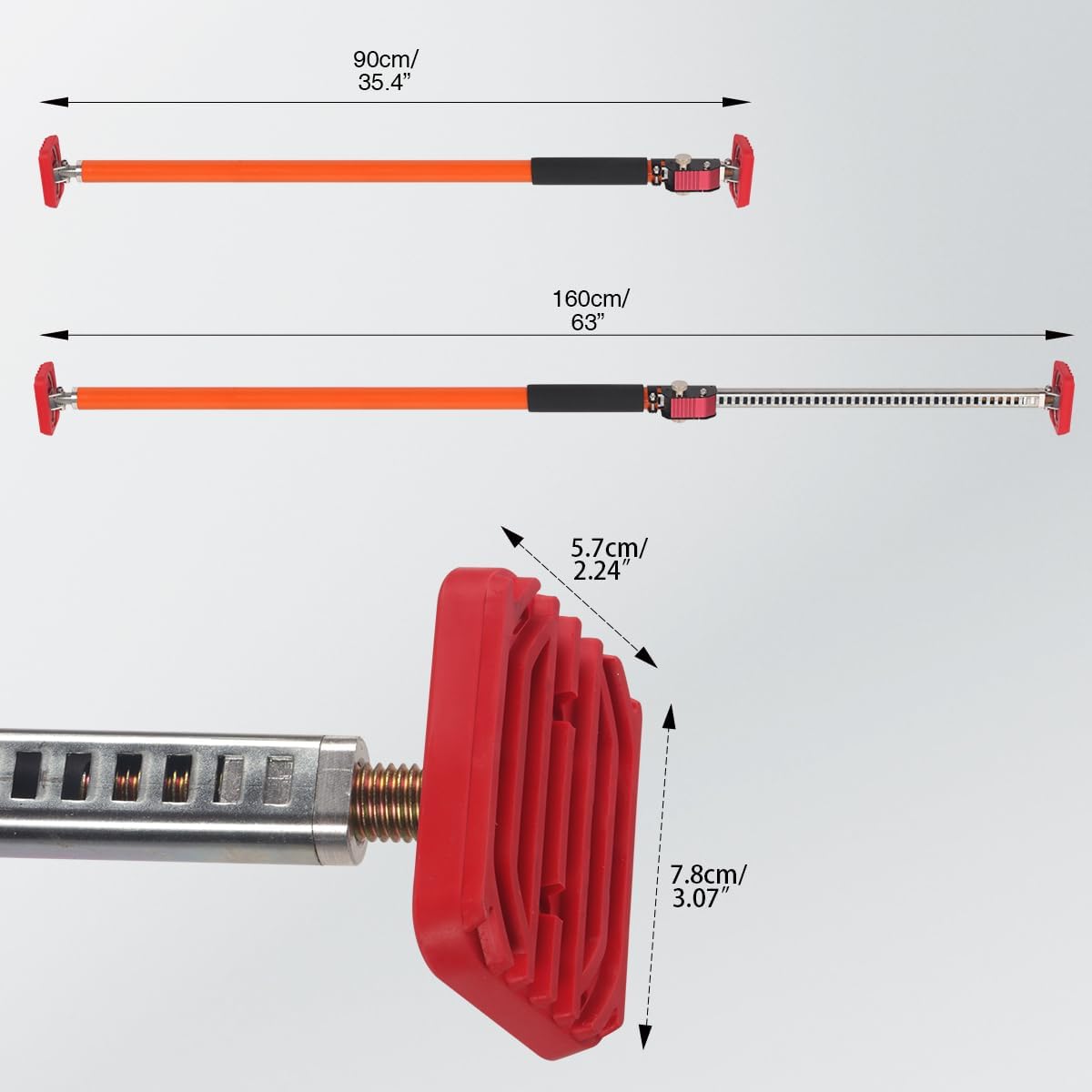 3rd Hand Support System, Quick Support Rod, 264LBS/120KG Capacity per Pair, Extends from 35'' to 63'', Adjustable Support Pole for Cabinet Installing Cargo Bars Drywall Support, 2 Pack