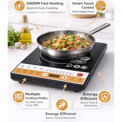 Image of (1-yEaR-wArRaNtY)-SlEeK-2000W-ElEcTrIc-CoOkToP-WiTh-SeNsItIvE-ToUcH-PaNeL-AnD-DiGiTaL-LeD-DiSpLaY-RaPiD-HeAt-TeCh-MuLtI-CoOkInG-MoDeS-PoWeR-SaViNg-TaBlEtOp-StOvE-FoR-HoMe-KiTcHeN-UsE
