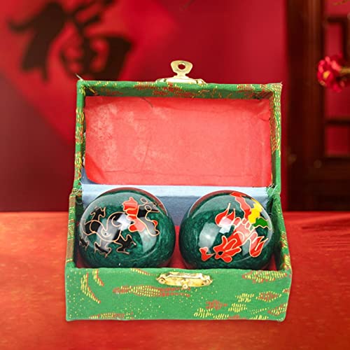 Bolas chinas para la salud color verde con estuche protector rígido 5