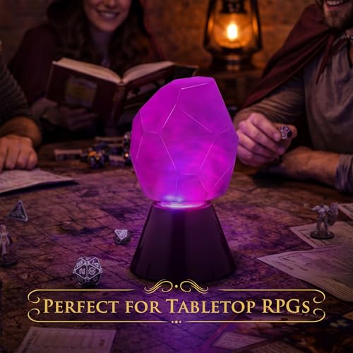 Image of ENHANCE Tabletop Crystal Mood Light - Crystal Lamp for DnD, RPG, Board Game Night Ambience with Swirling RGB LED Effect - Battery Powered 40 Hours or USB-C Plug In, Ambient Game Lighting