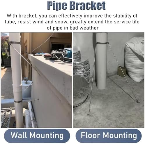 Stainless Steel Pipe Mounting Bracket, 10in Wall/Roof Floor Brace with Screws, Chimney Stove Drainage Tube Support Kit, Durable Tube Fixing Solution