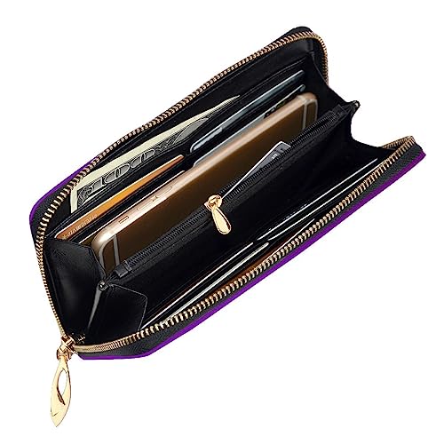 Solid color dark purple Leather Long Wallet, 12 Credit Card Slots, 3 Cash Slots, Coin Compartment, Unisex4