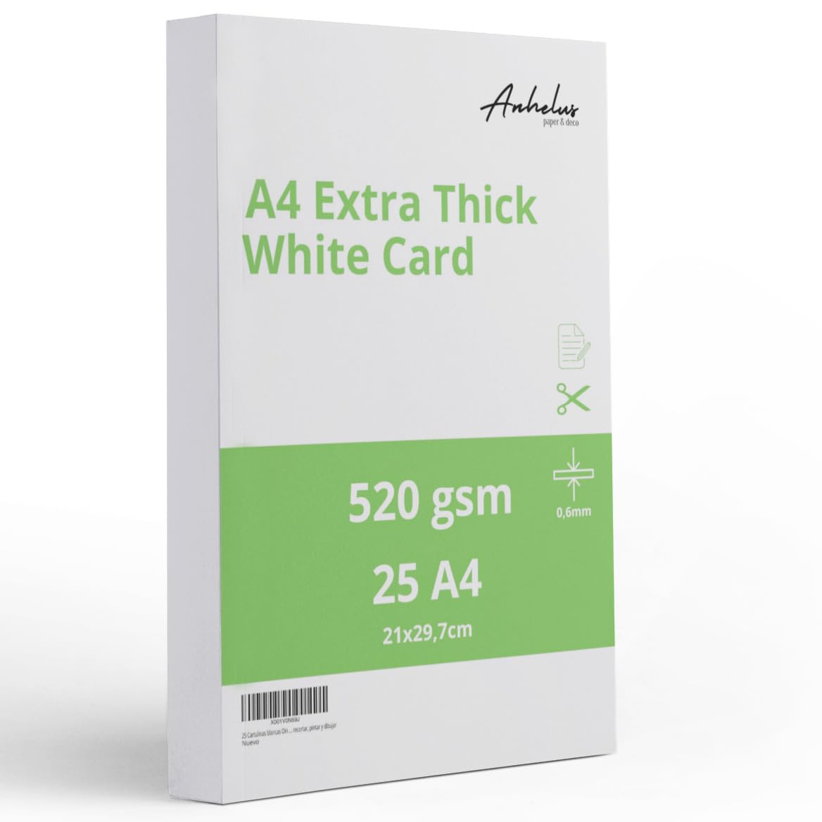 25 A4 White Thick Card 520g/m2 - Pack 25 Sheets Cardboard A4 Size 21x29.7cm - White Craft Card - Ideal for Drawing, Painting, School Work and Crafts