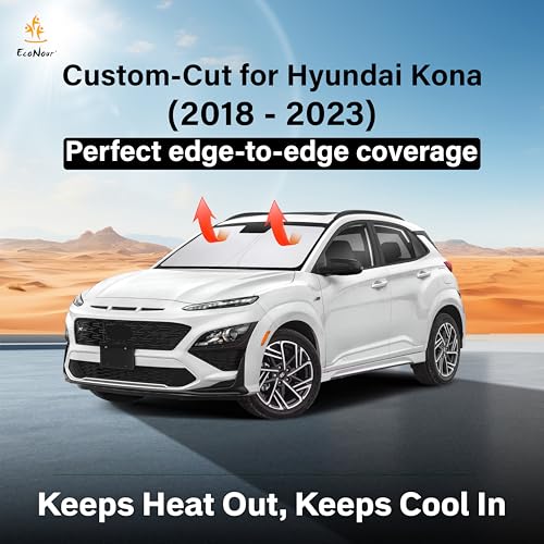 Image of EcoNour Windshield Sunshade Compatible for Hyundai Kona 2018-2021 2022 2023, Sun Visor for Front Windshield & Window Sun Shade Cover, UV Heat Blocker & Protector, Car Accessories