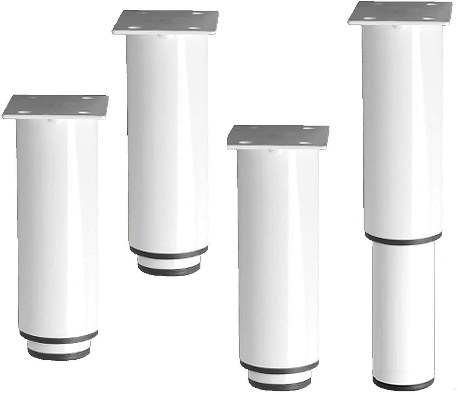 Patas regulables de 18cm en color blanco para elevar su sofá o mueble con elegancia, 4 uds