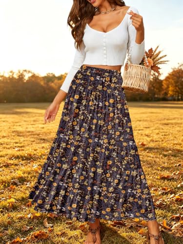 Image of NASHALYLY Women's Chiffon Elastic High Waist Pleated A-Line Maxi Skirts