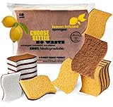 Natural Kitchen Sponges Non Scratch Scrubber Lemon Infused, Dish Washing Koolgyrl Design Extra Fine...