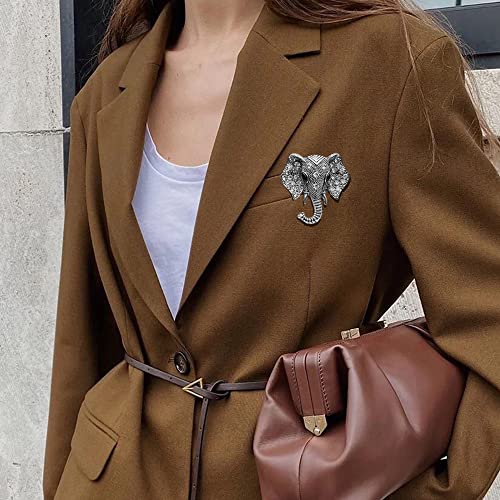 Image of Elephant Crystal Brooch Pin,Rhinestone Animal Elephant Suit Pin Elephant Lapel Pin Badge Jewelry for Women Men Birthday Gifts