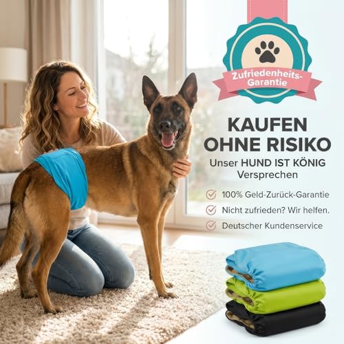 HUND IST KÖNIG Hundewindeln für Rüden [3 STK] Saugstarke Hundewindeln Rüde | Bequeme Hunde Windeln bei Inkontinenz Hund - Umweltfreundliche Rüdenwindel waschbar | Hundewindel leicht zu reinigen