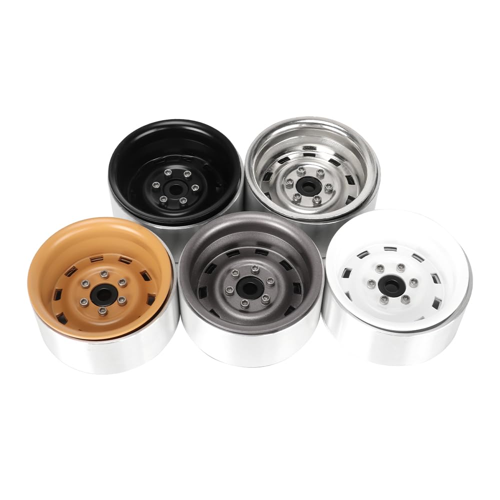 KINGCOO 4PCS 1,9" Beadlock Räder Felgennabe Offset-8.9mm Metall Deep Dish Nabe für 1/10 RC Rock Crawler Auto für TRX4 Axial SCX10 90046 TRX6 TRX4 TF2 D90 GEN8 UTB18 1,9 Zoll Größe Reifen (Grau)
