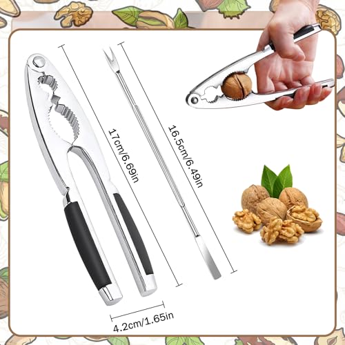 Schiaccianoci Antiscivolo, Acciaio Inox schiaccianoci, Schiaccianoci in Metallo, Noce Pinze, Cracker Sheller, Schiaccianoci con Ago di Granchio, per Noci, Mandorle, Nocciole, Frutti di Mare - immagine 3