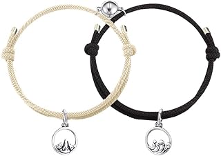 Yofair Couple Bracelet for Couples Attraction Rope Braided Bracelet for Him and Her Anniversary Birthday Gifts for Women Men, Metal Rope, Cubic Zirconia