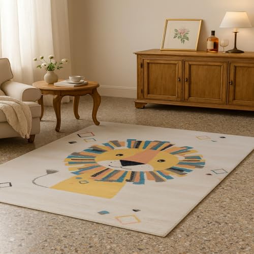 Tapis salle à manger jaune moderne 170x240 pour terrasse