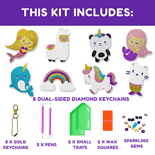 8 Diamond Painting Keychains Kit For Girls Crafts - Gem Art Kits For Kids Gem Painting Kit - Kawaii Diamond Art Keychains Kits For Crafts - Diamond Art For Kids Gem Stickers For Crafts (8 Pack, Girls) #TOP1
