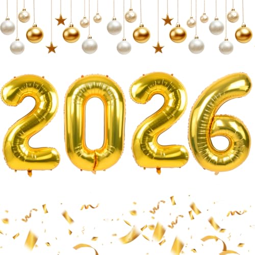 Image of TONIFUL 2026 Graduation Balloons 42Inch Gold 2026 Number Balloons Aluminum Foil Mylar Balloons for New Year Eve Graduation Decorations Class of 2026 Christmas Anniversary 2026 Grad Party Supplies