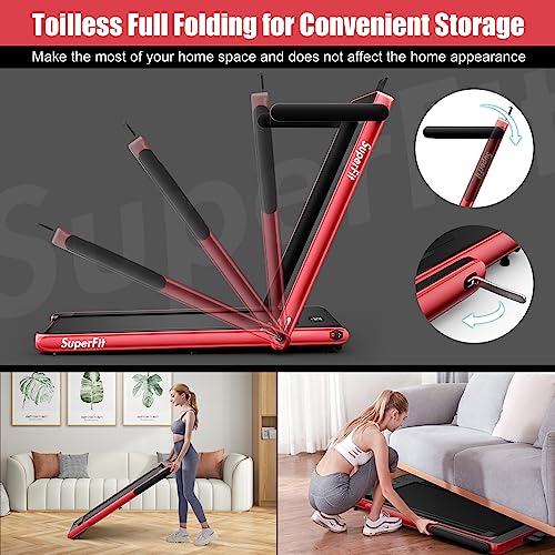 Image of Goplus 2 in 1 Folding Treadmill, 2.25HP Superfit Under Desk Electric Treadmill, Installation-Free with Remote Control, APP Control and LED Display, Walking Jogging for Home Office