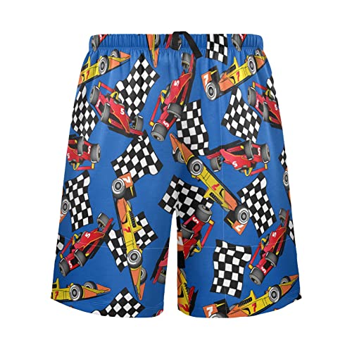 Pigsaly Hippie Vintage Racing Cars Men's Athletic Shorts Race Car Flag Men's Pajama Bottoms Men's Hiking Shorts L