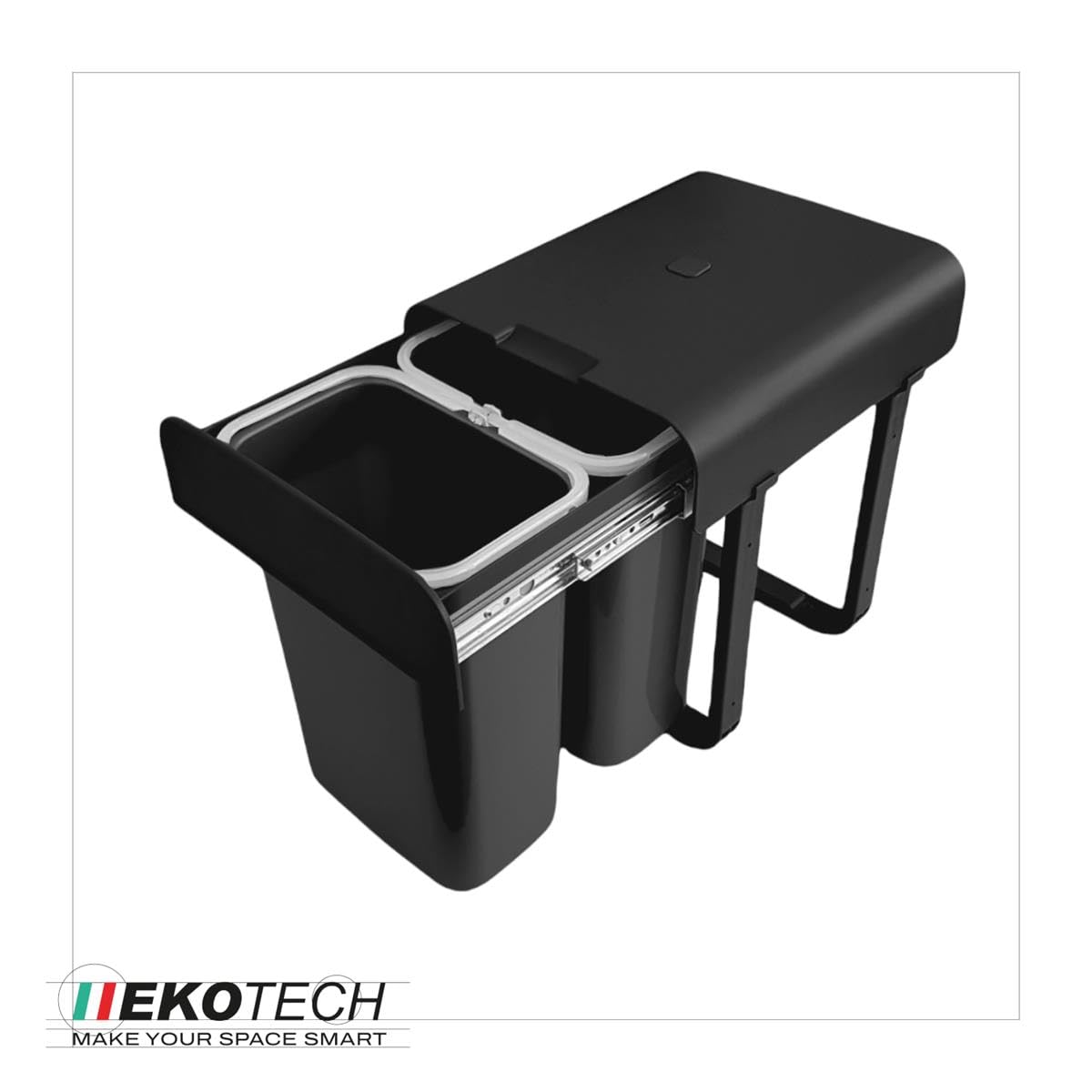 Victory Einbau-Abfallsammler 16 Liter (2 x 8 Liter) schwarz mit Vollauszug ab 300 mm Schrank