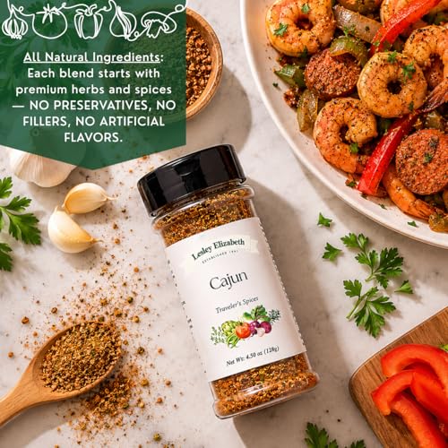 Image of Lesley Elizabeth Cajun Traveler's Spices - Authentic Cajun Seasoning Blend for Chicken, Shrimp, Pork & Veggies | Bold Creole & Southern Flavor | Gourmet Rub for Grilling & Cooking