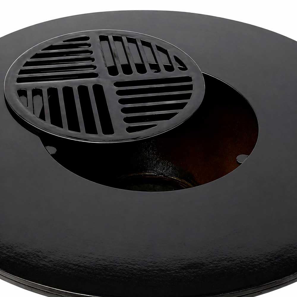 Braséro Plancha Grill Barbecue en Acier Corten Ø100cm avec Meuble Rectangle de Rangement pour Le Bois | Jardin, Terrasse, Extérieur