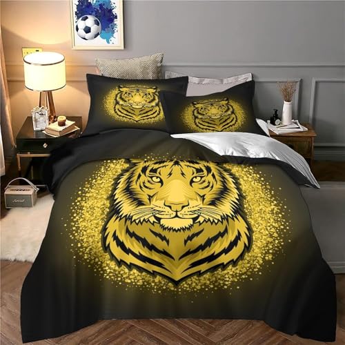 Linge de lit tigre doré haute définition en microfibre super douce