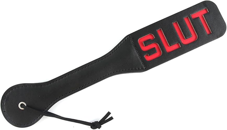 SM Paddel aus Leder,Bondage & SM Leder,SM Paddel Spanking,Leder peitsche, Paddel Flogger Cosplay Sexspielzeug,für Paare Pärchen Fetisch Cosplay (SLUT) - Slut