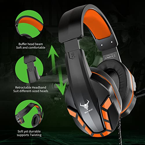 Gaming Headset mit Mikrofon für Xbox One PS4 Nintendo Switch und Playstation 4, Stereo Noise Cancelling Gaming Kopfhörer mit weichen Ohrenschützern, kompatibel mit Handy, iPad, MP4, PC