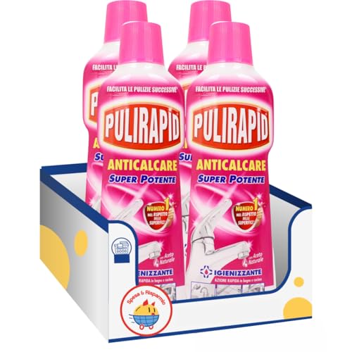 Pulirapid Anticalcare con Aceto Igienizzante 500 ml – Azione Anti-Calcare e Disinfettante – Kit 4/8/12 Pezzi (4)