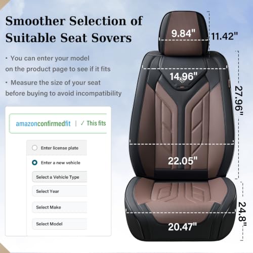 Image of Coverado Seat Covers, Car Seat Covers Front Seats, Leather Seat Covers for Cars, Automotive Seat Covers Car Seat Protector Car Seat Cushion Universal Fit for Most Sedan SUV Pick-up Truck(Black&Coffee)
