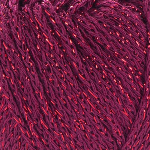Image of YarnArt Elegance Sparkly Yarn - Metallic Cotton Blend, Fine Sport for Knitting & Crochet, Lightweight Thread for Shawls & Sweaters, 50g (130m), Light Burgundy (1, 123)