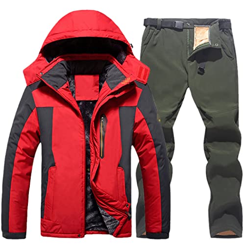 Ensemble veste de ski pour homme imperméable avec pantalon thermique assorti