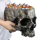 7lb Capacity Extra Large Halloween Skull Candy Dish - Deep Skull Head Halloween Candy Bowl Holder Artificial Resin Skulls Decor Indoor Outdoor Table Centerpieces Flower Pot Plant Office Pen Holder