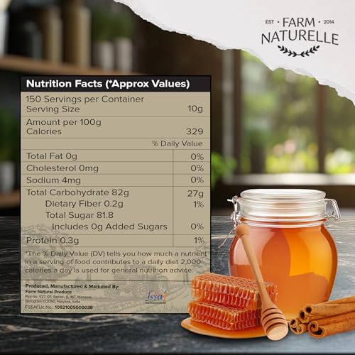 Image of Farm Naturelle Raw Clove Honey 1500g| Glass Bottle | 100% Pure Unprocessed & Natural Honey | Ayurvedic & Rich in Vitamins and Minerals | Helps Boost Immunity