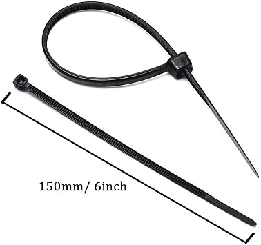 1000Pcs Nylon Cable Zip Ties Self-locking 6 Inch Black