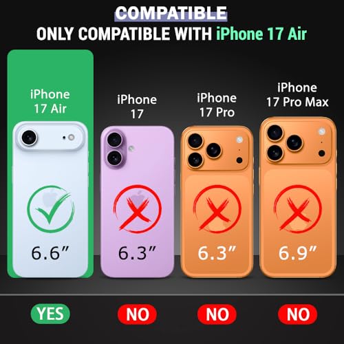 Image of TheGiftKart Hybrid Matte Frosted Back Cover Case for iPhone 17 Air Compatible with MagSafe | Built-in Stand | Shockproof Hard Back Cover Case for iPhone 17 Air (PC & TPU, Translucent Black)
