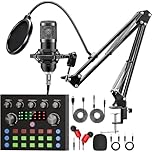 Pacchetto di attrezzature per podcast, pacchetto di studio di registrazione con microfono per podcast e cambia voce, interfaccia audio per computer portatile Streaming live YouTube TikTok