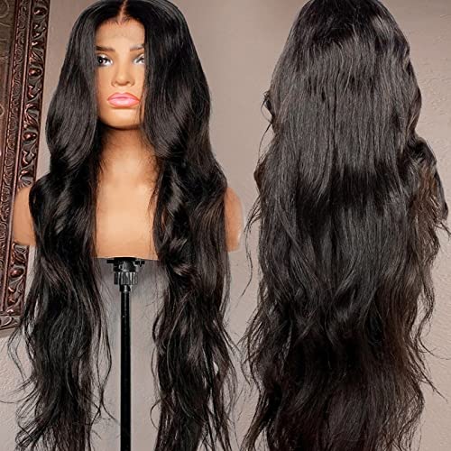 ELISHEVA Lace Front Wigs Human Hair Body Wave Natural Color 13x4x1 T Part Human Hair Wigs 100% Brazilian Virgin Body Wave wig 150% Density Pre Plucked with Baby Hair for Women (32 Inch)