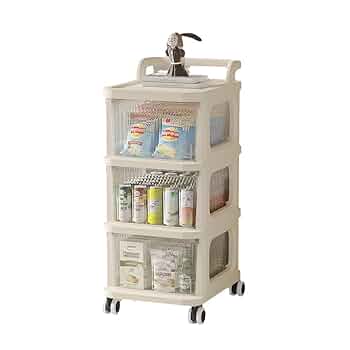 アイボリー 3段ワゴン プラスチック製 キャスター付き アイボリー 3段ワゴン プラスチック製 キャスター付き Amazon