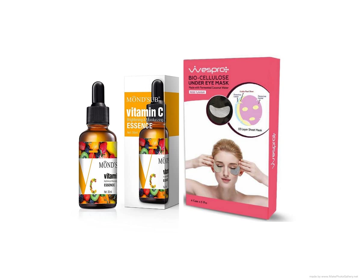 Mond'sub Vitamin C Serum for face with Ethyl Ascorbic Acid, & Hyaluronic Acid for & Hyperpigmentation - 30ml with FREE Wespro Bio-Cellulose Under Eye Mask made with Fermented Coconut Water - Pack of 5-image-19