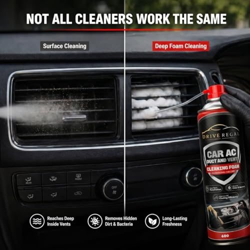 Image of Car AC Vent Cleaner Spray 600ml |Multipurpose & Car AC Cleaner Spray Foam for Deep Cleaning | | Removes Dust, Odor & Germs |AC Cleaning Foam for Vents & Dashboard | No Wash Interior Cleaner