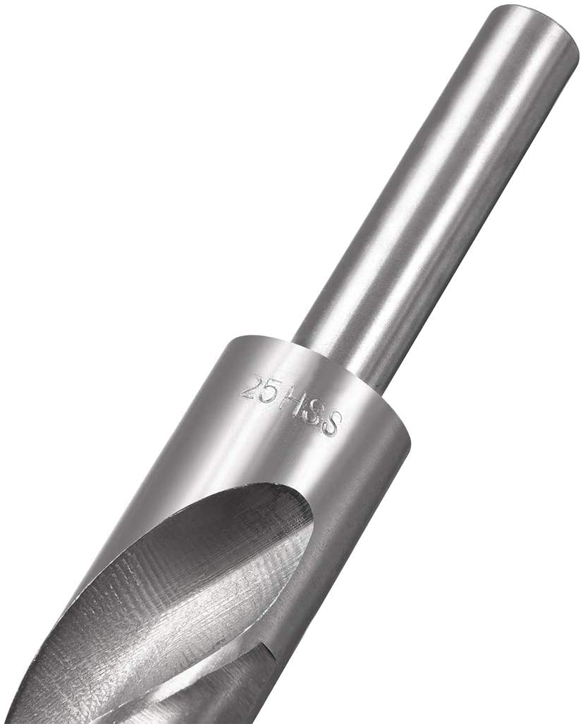 Auniwaig Reduced Shank Drill Bit, 25mm High Speed Steel HSS Drill Bit with 1/2" Straight Shank
