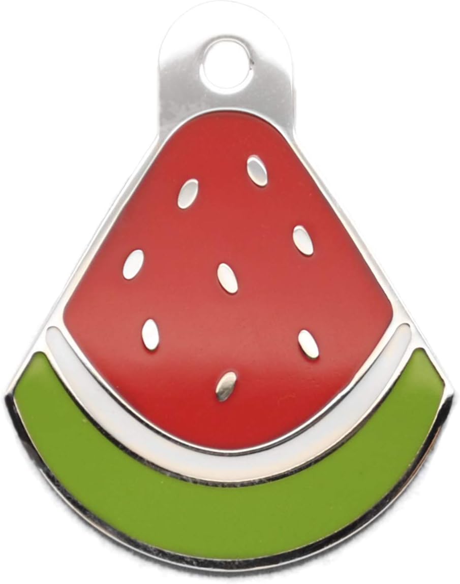 Pet Identification Tag [Personalized Free Custom Engraved] Dog and Cat Collar ID Tags | Watermelon 40mm x 30.7mm (Large)