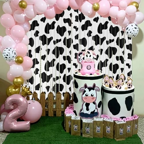 Cortinas de flecos de papel de aluminio con estampado de vaca Zliisang 4