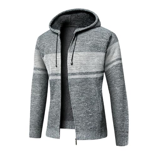 Cardigan à capuche homme tricot polaire gilet chaud veste automne hiver