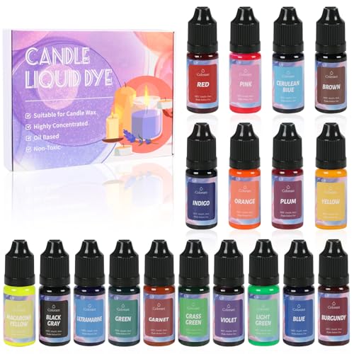La mejor comparación de Colorantes de esta semana. 41 Tinte Para Velas 18 Colores, Colorante Líquido Altamente Concentrado 10ML/Botella, Kit para Hacer Velas para Colorear Todo Tipo de Vela y Jabón, Cera de Soja, Cera de Abejas, No...