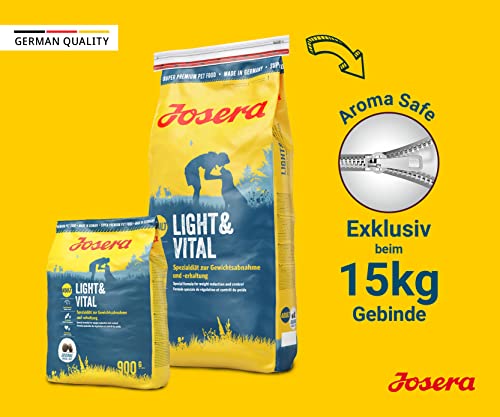JOSERA Light & Vital (1 x 15 kg) | Adult | Premium Trockenfutter für ausgewachsene Hunde | Geflügel & Erbse | wenig Fett & viel Protein zur Gewichtskontrolle | weizenfrei | Hundefutter | 1er Pack