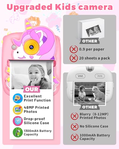 Kids Camera Instant Print, 48MP Instant Camera for Kids 3-10 Year Old Girls Toys, Christmas Birthday Present Gift for Girls Age 3 4 5 6 7 8 9 Year Old - Image 6