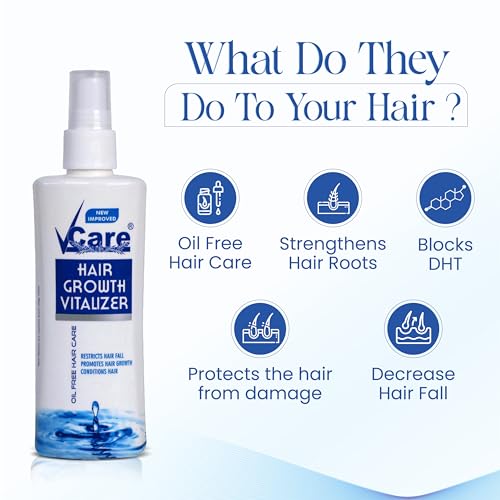 Image of VCare Hair Growth Vitalizer for Men & Women, Oil-Free Hair Serum, Reduces Hair Fall, Boosts Hair Growth, Nourishes Scalp, Non-Sticky Formula, 2 x 100ml, Hair Care Essential for All Hair Types